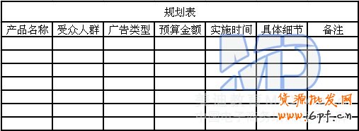 規劃表
