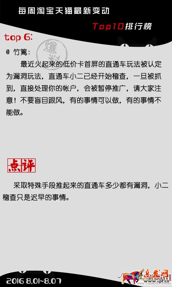点击打开原图 8.1-8.7淘寶天貓最新Top10排行榜